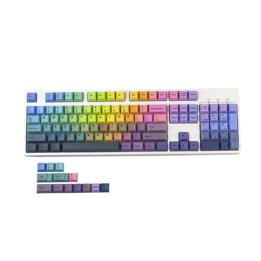 

117 Keys Rainbow Keycap Set Cherry Profile PBT Sublimation Custom Keycaps for Mechanical Keyboards