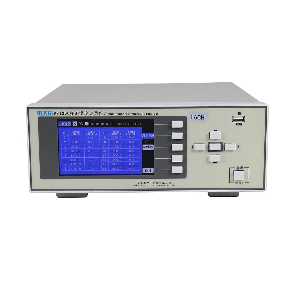 

PZ1016S 5inch Multi-channel Temperature Recorder 16-Channel Temperature Tester Built-in 8G Memory List Beeper Alarm