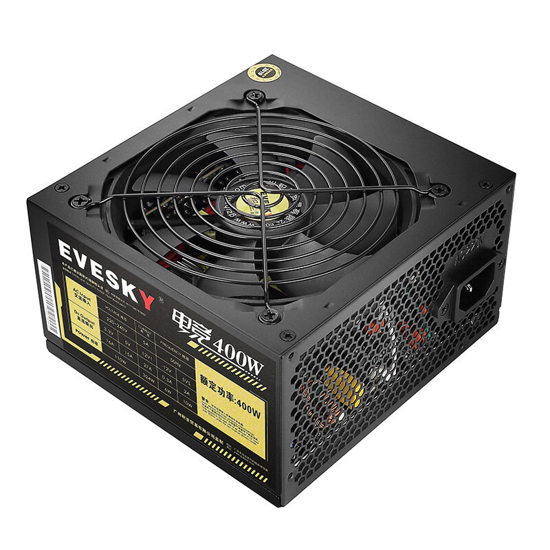 

EVESKY 400W Gaming Power Supply 12CM Fan Computer Host Power Supply Rated 400W For Video Card Non-Modular