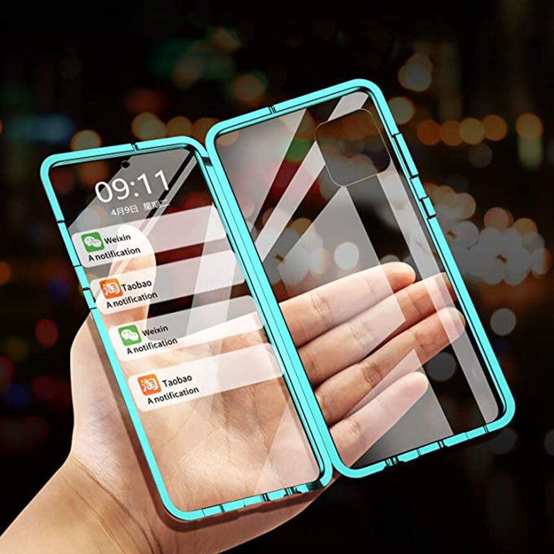 

Bakeey 360º Curved Magnetic Flip Double-sided 9H Tempered Glass Metal Full Body Protective Case for Samsung Galaxy Note
