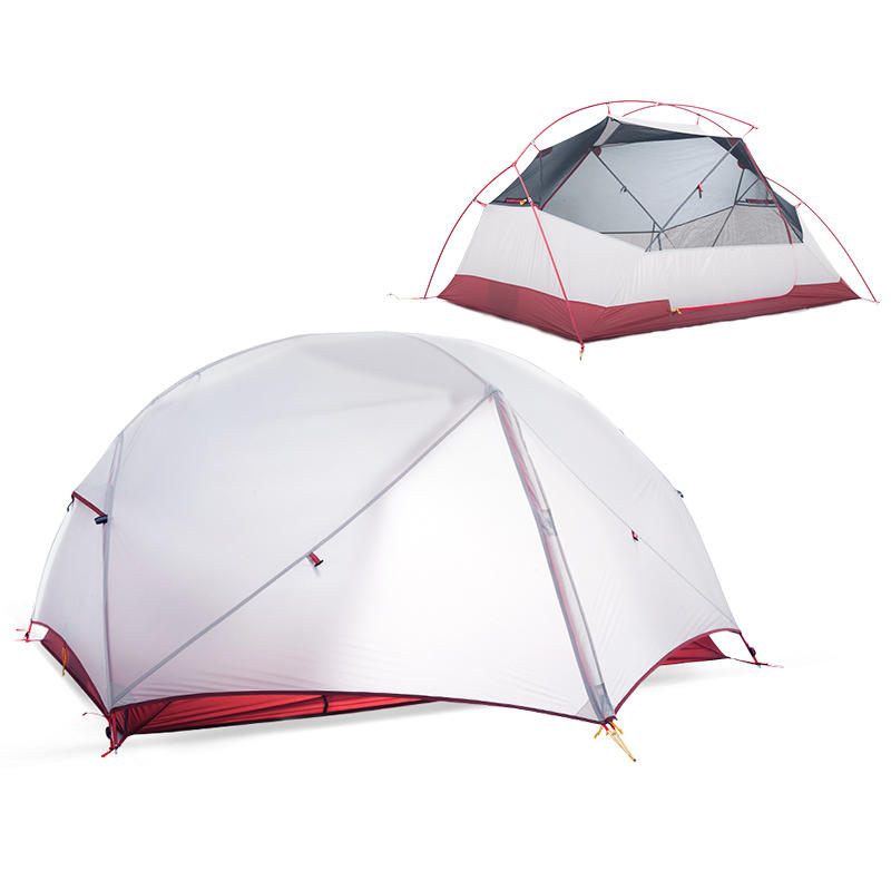 Dış mekan 1-2 kişilik çift katmanlı su geçirmez naylon güneşlikli çadır kamp ve yürüyüş için