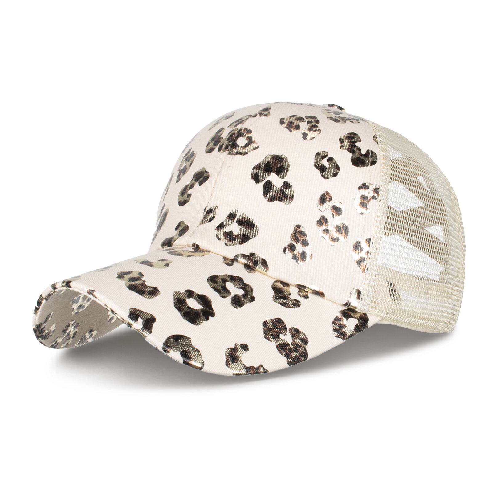 JASSY Women's Polyester Mesh Leopard Splicing Fashion Baseball Cap Casual Sunhat