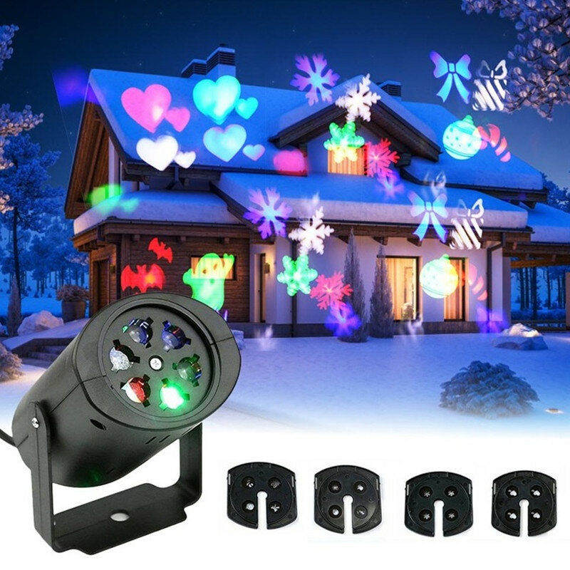 Christmas Snowflake Projector Lights Rotating LED Stage Light Outdoor Waterproof Landscape Light Party Decor