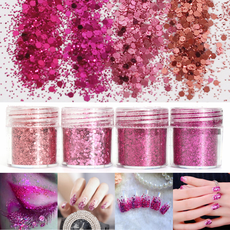 

Super Shining Mixed Glitter Powder Sequins Nail Decoration Dust Rose Red Mermaid Effect Manicure
