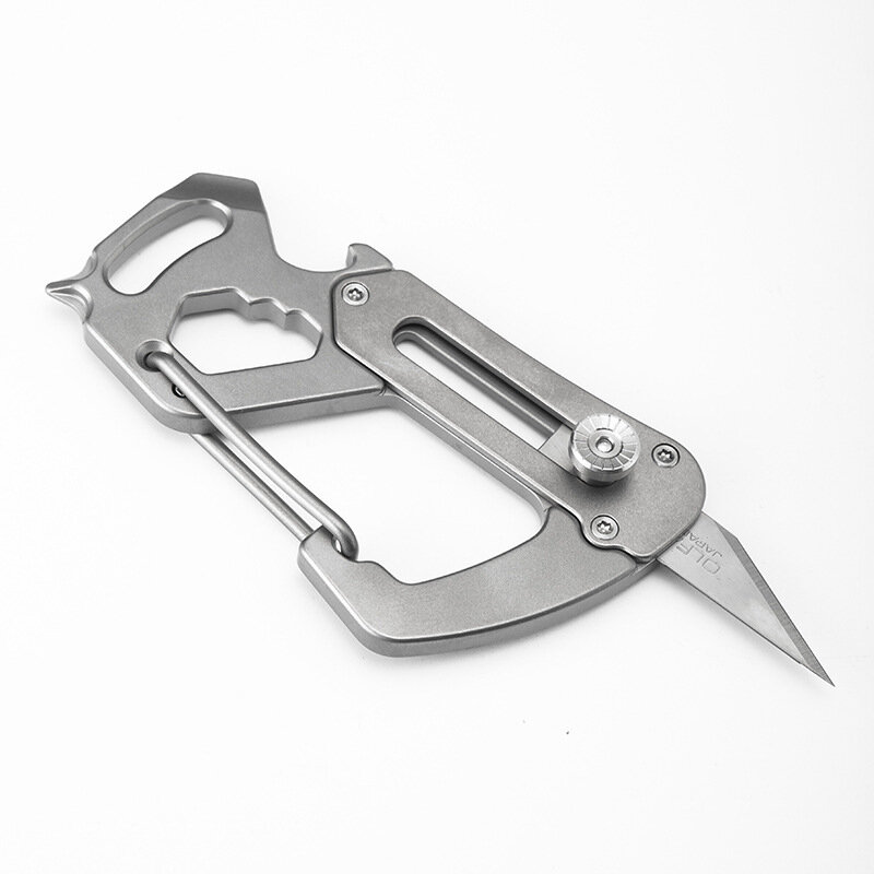 6 In 1 Titanium Alloy EDC Outdoor Survival Blade Climbing Keychain Screwdriver Opener Paper Cutter