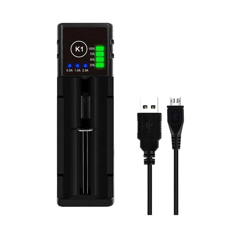 [USA Direct] K1 Single Slot with USB Port Universal Li-ion Battery Charger Intellegent Charger for Flashlight RC Toys Ho