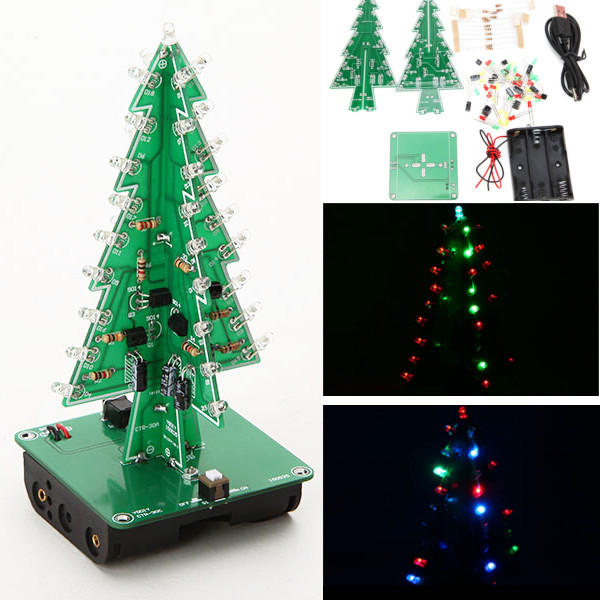 5Pcs Geekcreit® DIY Christmas Tree LED Flash Kit 3D Electronic Learning Kit