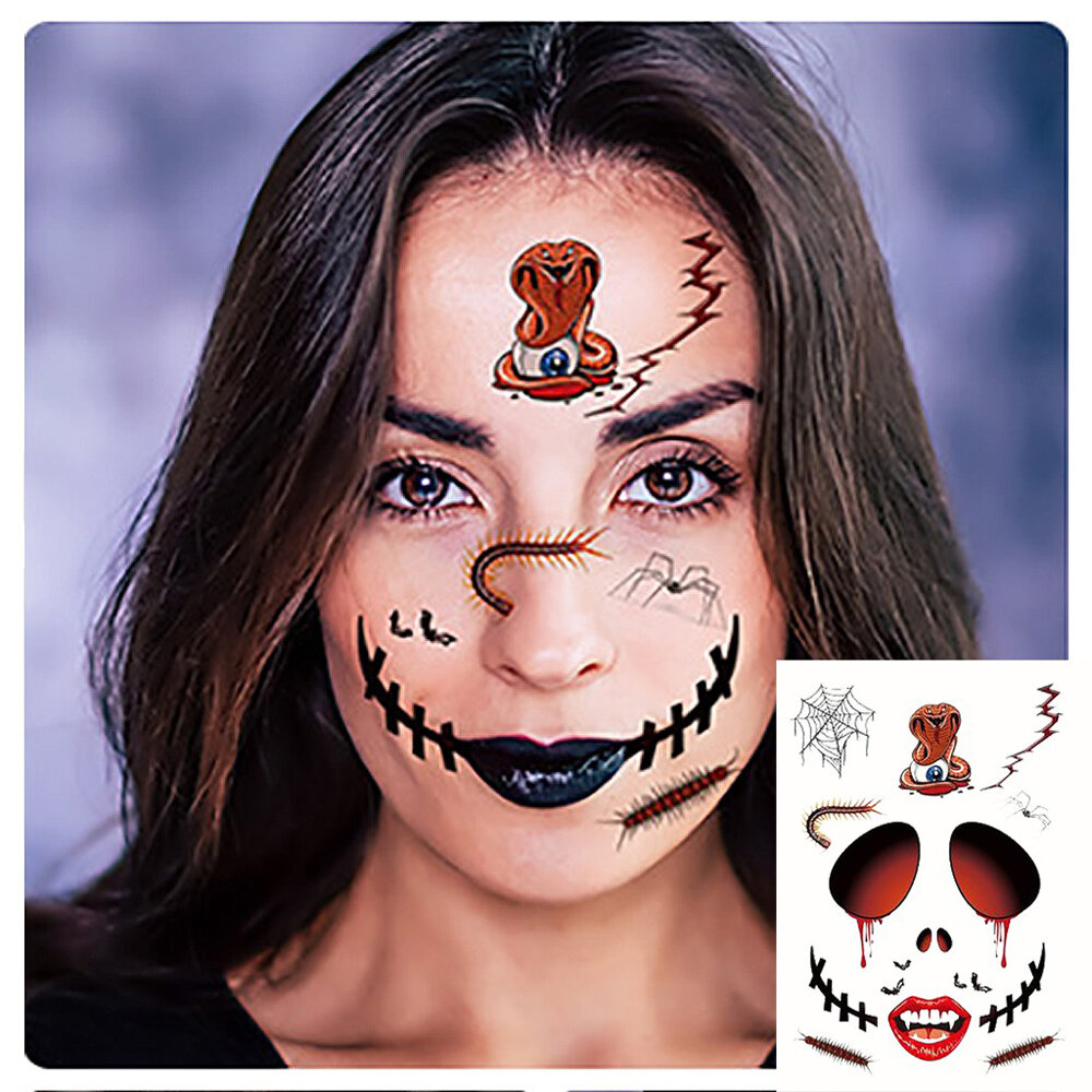 Halloween Tattoo Stickers Enge Halloween Tijdelijke Gezichtstatoeages Terreur Muursticker Halloween 