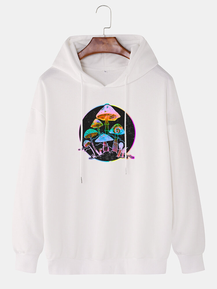 Colorful Reflecterende hoodie met ontspannen pasvorm en paddenstoelenprint voor heren