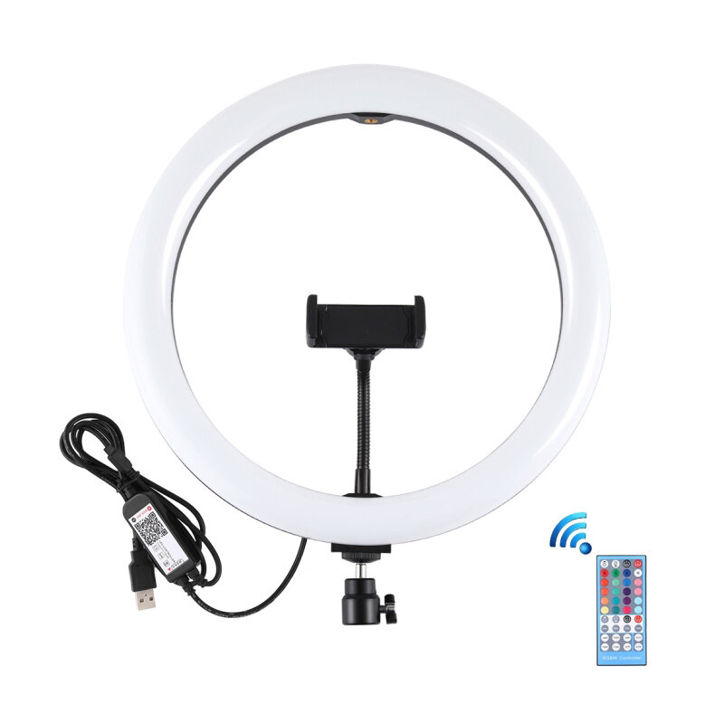 PULUZ PU458B 11,8 inch 30 cm RGBW Dimbare LED-ringverlichting voor video Live-uitzending Selfie-foto