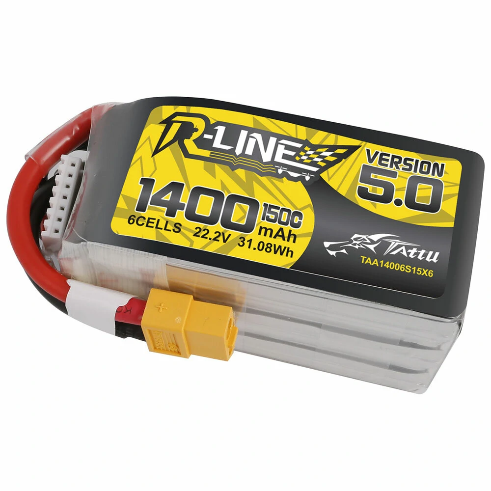 Tattu R-Line Version 5.0 22.2V 1400mAh 150C 6S1P Lipo Battery XT60 Plug for Mark4 Mark5 iFlight TITAN XL5 Nazgull 5 CineLog35