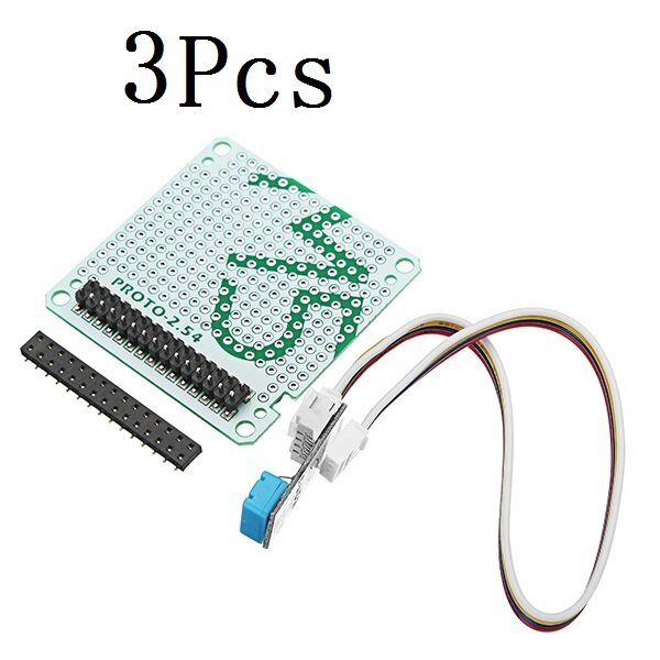 

3Pcs M5Stack Experimental Protoboard with DHT12 Temperature Humidity Sensor Bus Socke Grove Cable ESP32 Basic MPU9250 Ki