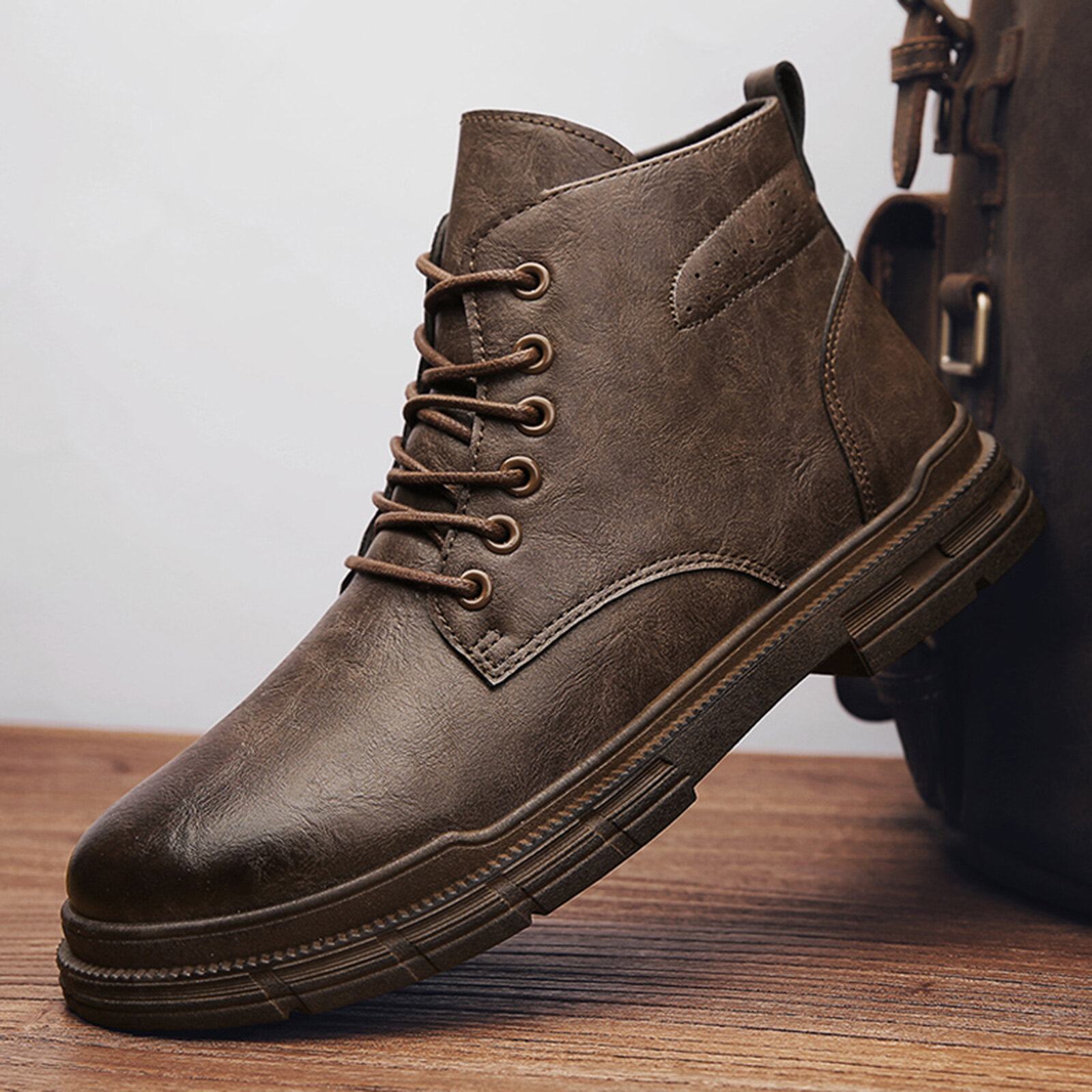 

Menico Men's Faux Leather Martin Rubber Sole Soft Non-Slip Lace-Up Boots