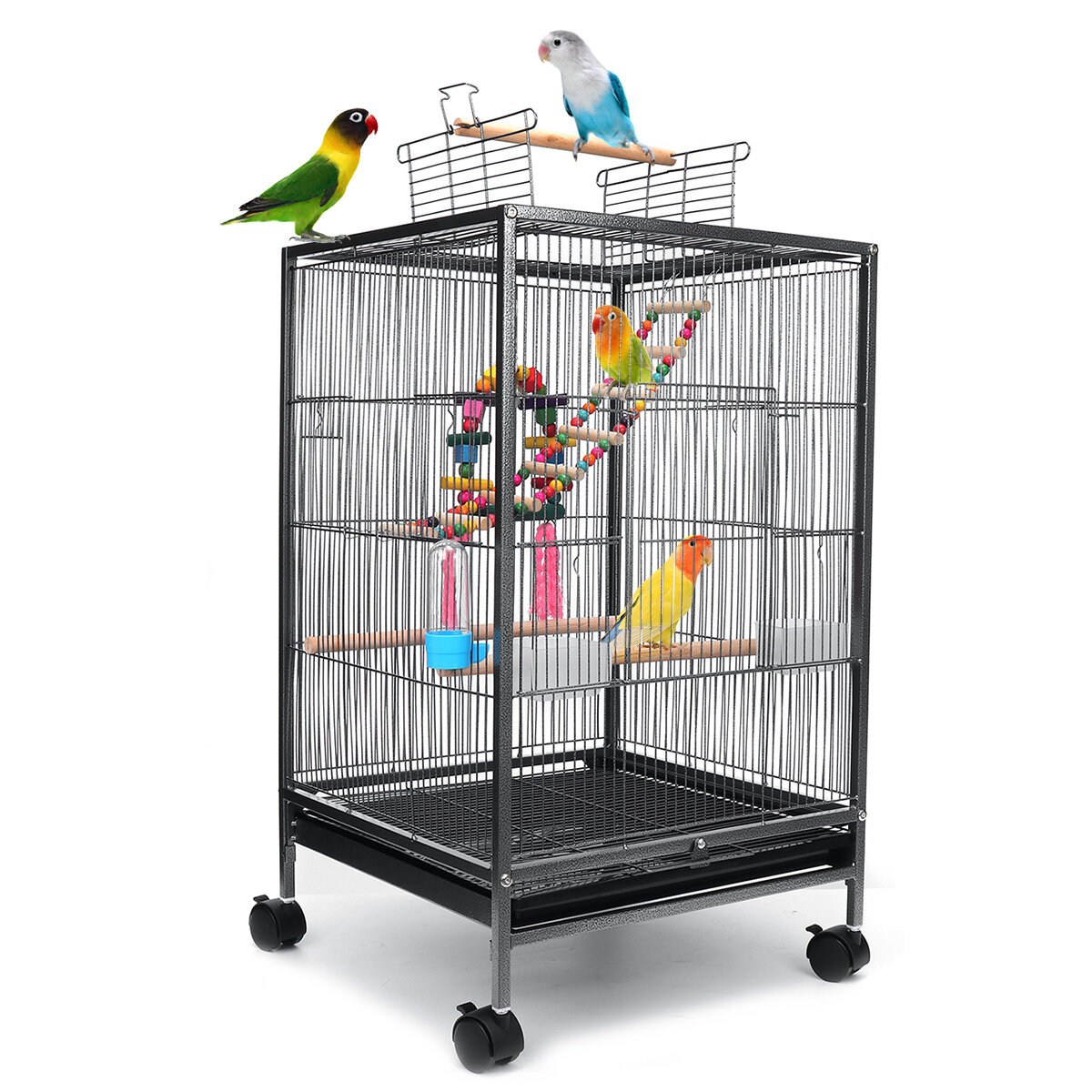 

Bird Cage 45.6x45.6x86cm for Cockatiels African Grey Quaker Sun Parakeets Green Cheek Conures Pigeons Parrot