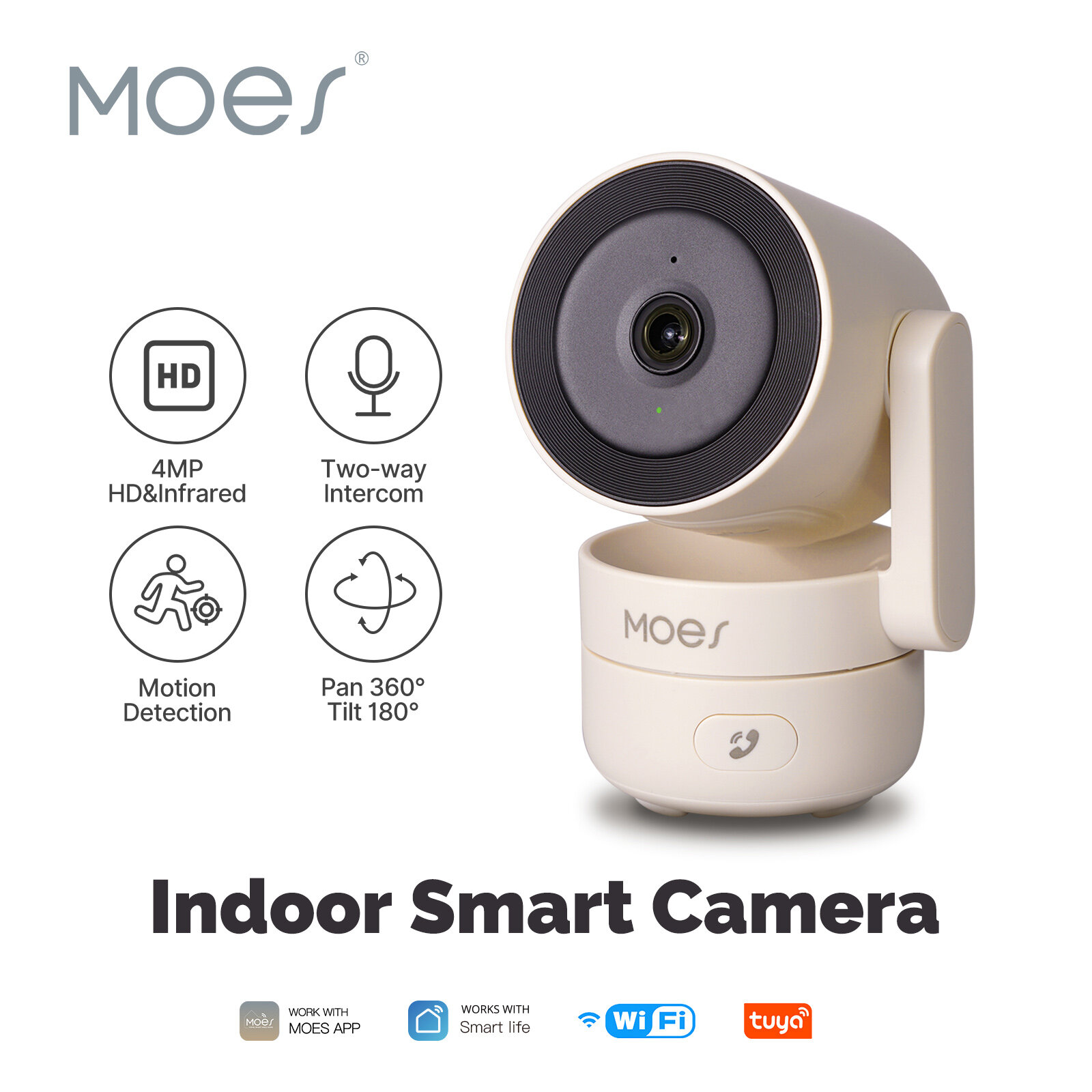 

MoesHouse Tuya 4MP WiFi PTZ Cameras Smart Home Motion Monitor IR Night Vision Two-way Intercom Home CCTV Surveillance Mo
