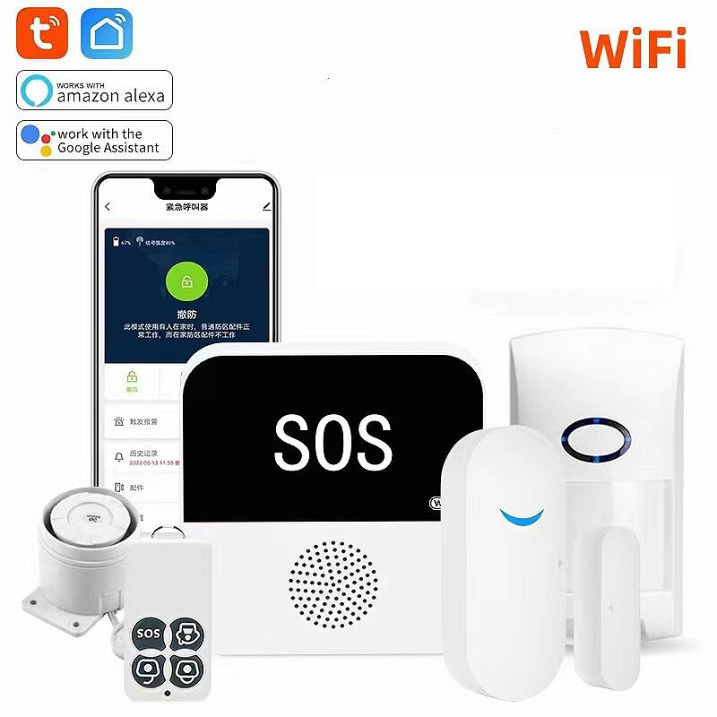 Tuya WiFi Smart Home Alarmsysteem Beveiligingsbeschermingskit Draadloze APP Bewaking op afstand Antidiefstalalarm Deurbel Oproepapparaat Multifunctionele bewakingskit voor thuisveiligheid Werken met Alexa Google