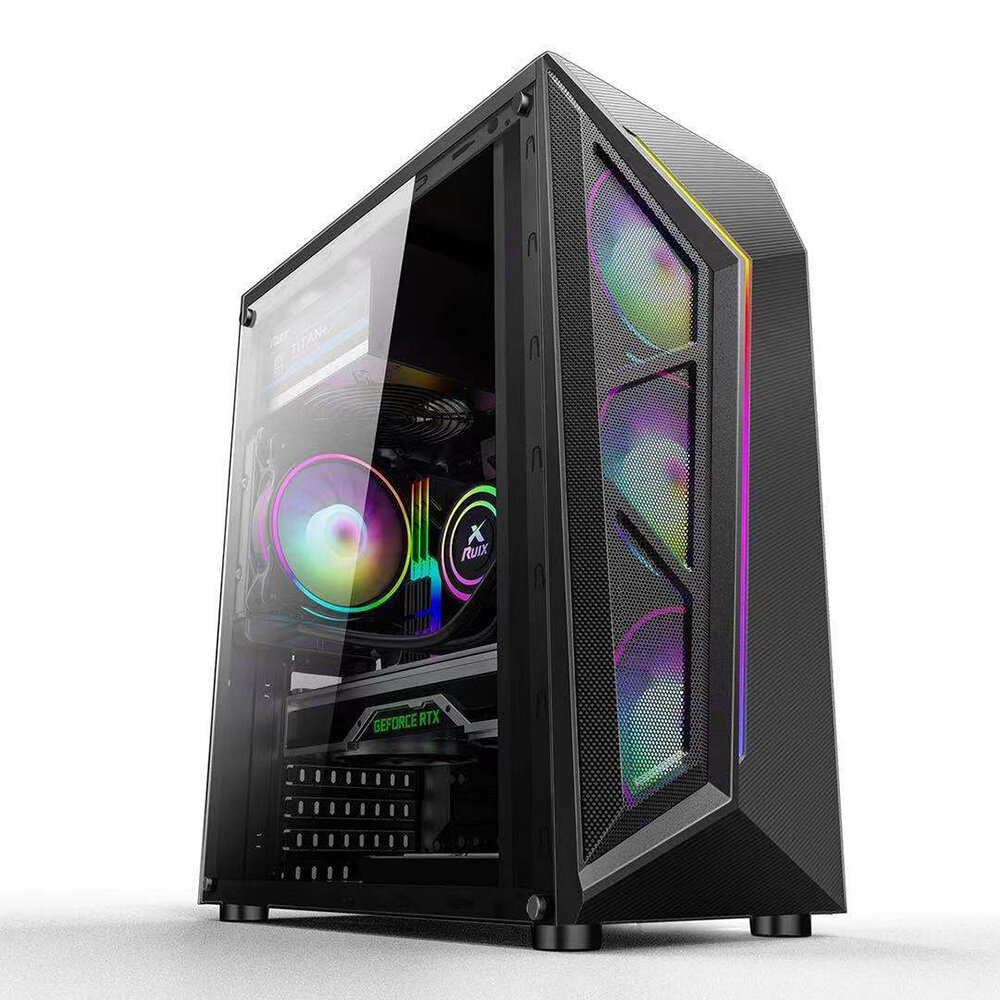 EVESKY Voyager V8 Computer Case RGB USB3.0 ATX Acrylic Transparent Side Panel Desktop Computer PC Gaming Case Support SS