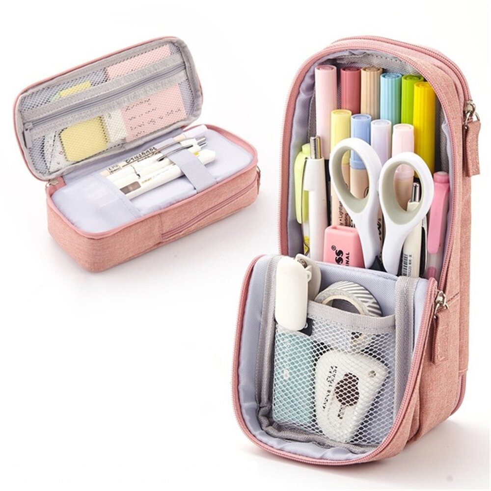 Angoo Normcore Pen Bag Two layer Foldable Stand Pencil Case Fabric Phone  Holder Storage Pouch for Stationery Office School Sale - Banggood العربية  Mobile-arrival notice