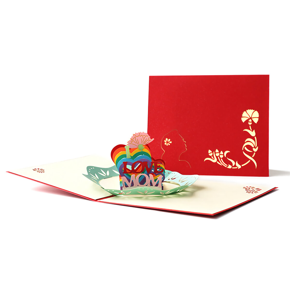 GFM2050R 3D Moederdag wenskaarten Ik hou van moeder bloem Hartvormige papier handgemaakte verjaardag