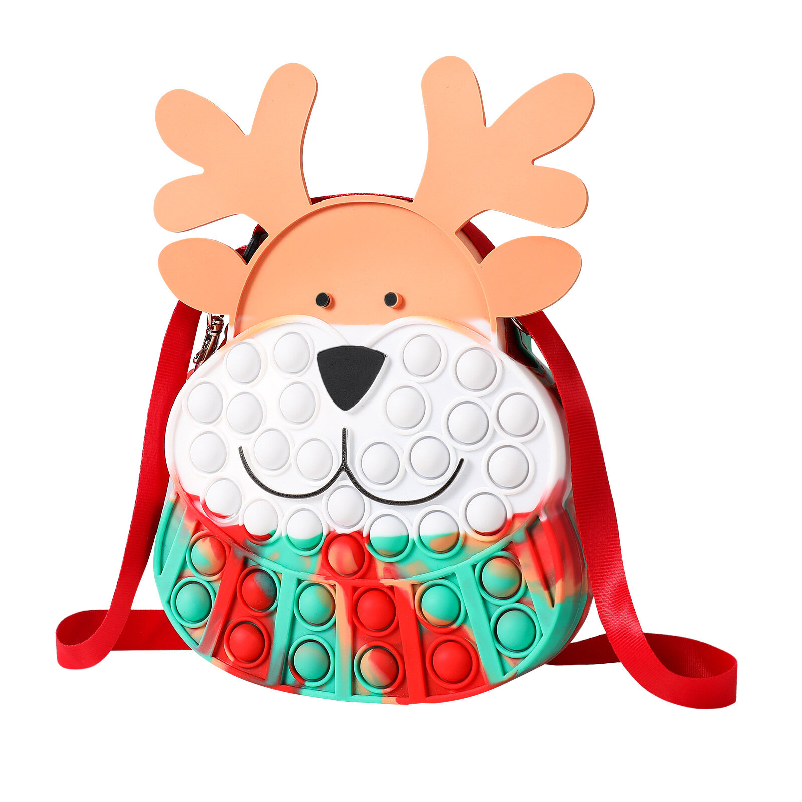Creative Fidget Toy Push Bubble Sensory Decompression Christmas Elk Storage Coin Bag Toy for Xmas Ki