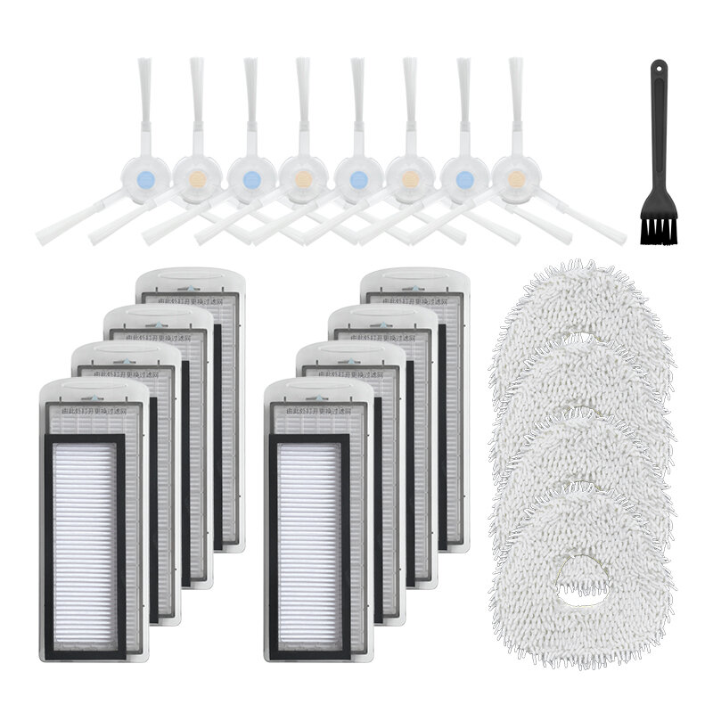 

21pcs Replacements for NARWAL Vacuum Cleaner Parts Accessories Side Brushes*8 HEPA Filters*8 Mop Colthes*4 Cleaning Tool