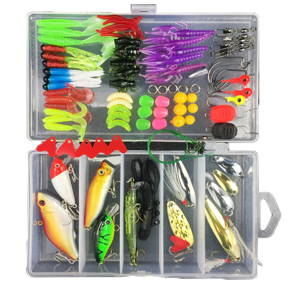 ZANLURE 88pcs Colorful Mixed Fishing Lure Sets Hard Baits/Soft Simulation Lures Artificial Bait With Box