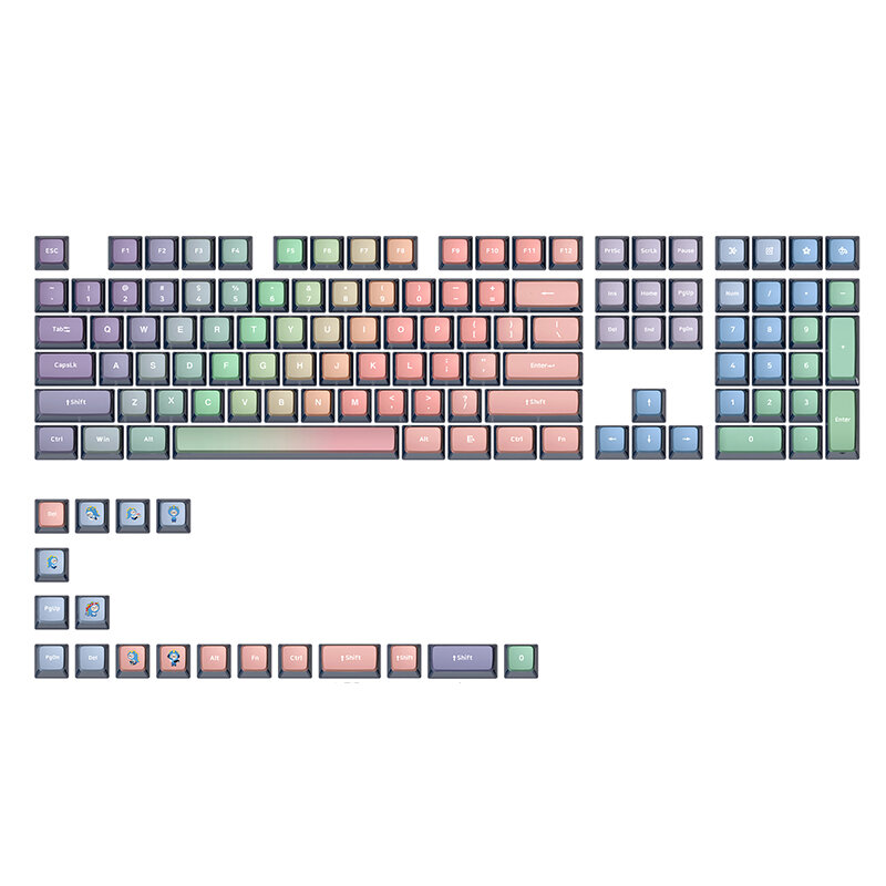 

SKYLOONG GK7 126 Keys Mechanical Keyboard Keycaps Set Pink Rainbow-Black Transparent Jelly PBT Custom Keycap for Mechani