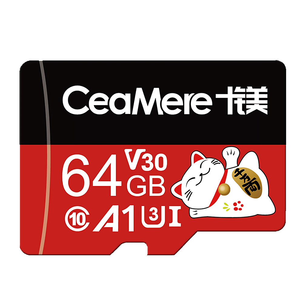 

Ceamere 32GB 64GB Memory Card C10 High Speed Lucky Cat TF Card Data Storage MP4 MP3 Card for Driving Recorder Camera Spe