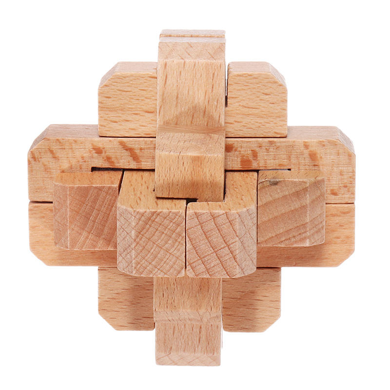 IQ Brain Teaser Kong Ming Lock Wooden Interlocking Burr 3D Puzzles Game Toy FD