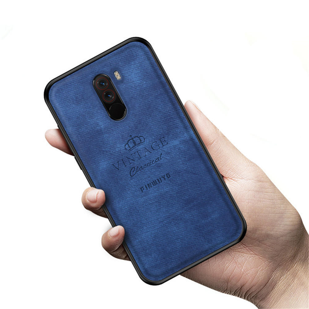 PINWUYO Fabric Splice Soft Edge Shockproof Back Cover Protective Case for Xiaomi Pocophone F1 Non-or