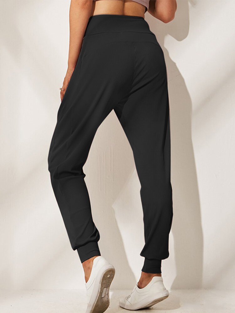 Solid Fitting Side Pockets Daily Leisure Pants