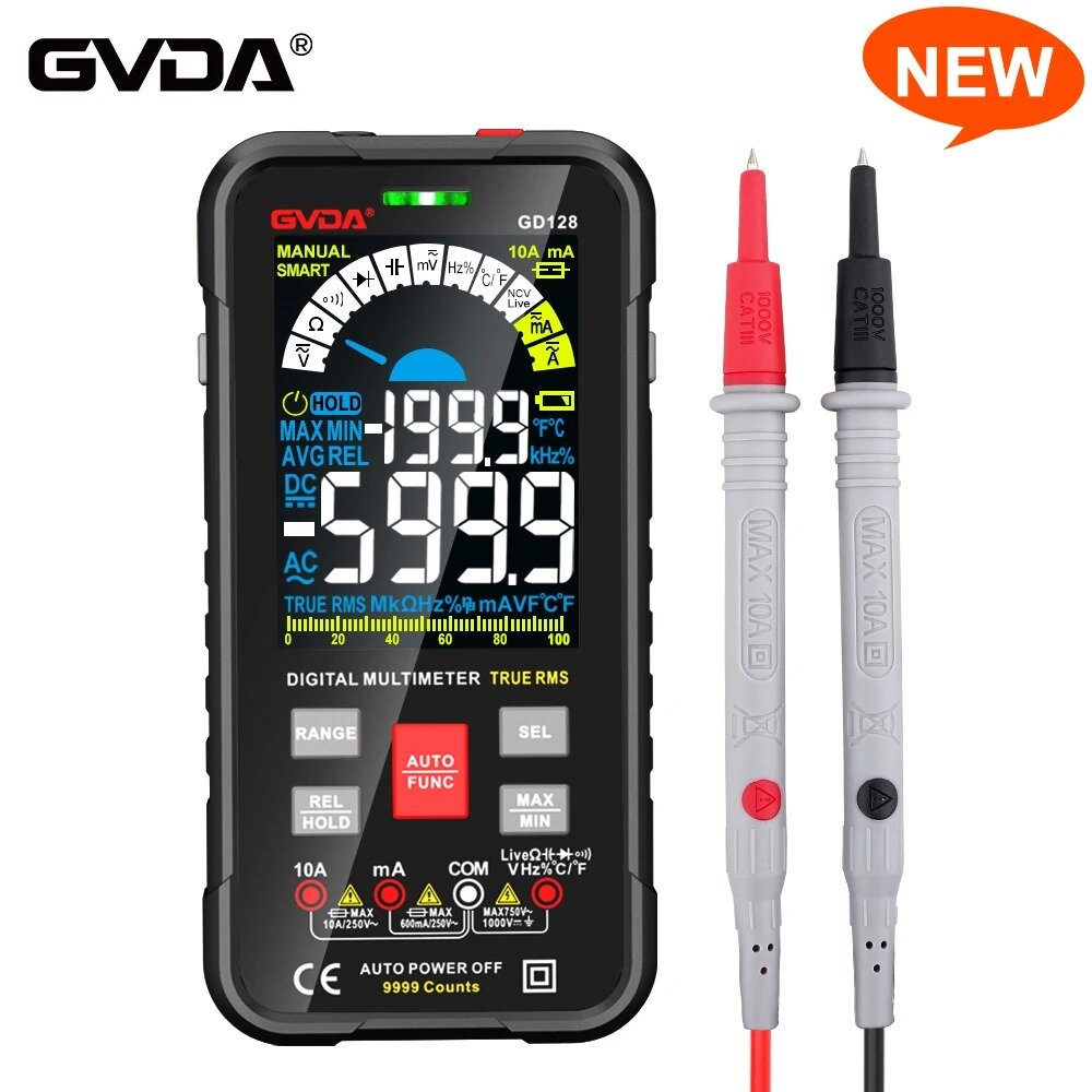 GVDA 9999 Counts Digital Multimeter Auto Range 1000V 10A za $34.49 / ~135zł