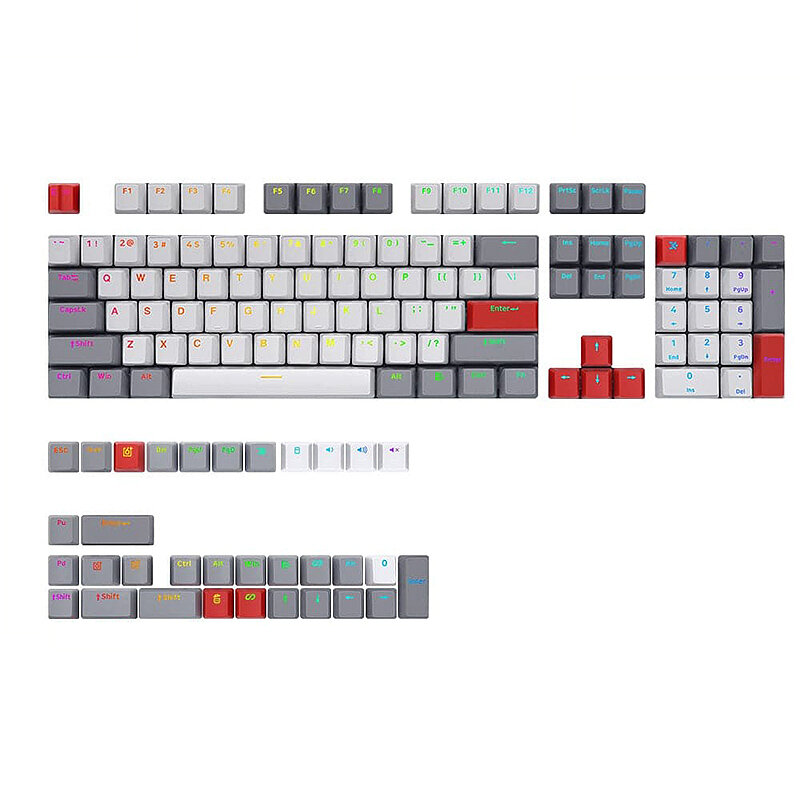 

SKYLOONG 137 Keys Light Grey&White&Red PBT Keycap Set OEM Profile Double Shot Custom Keycaps for Mechanical Keyboards
