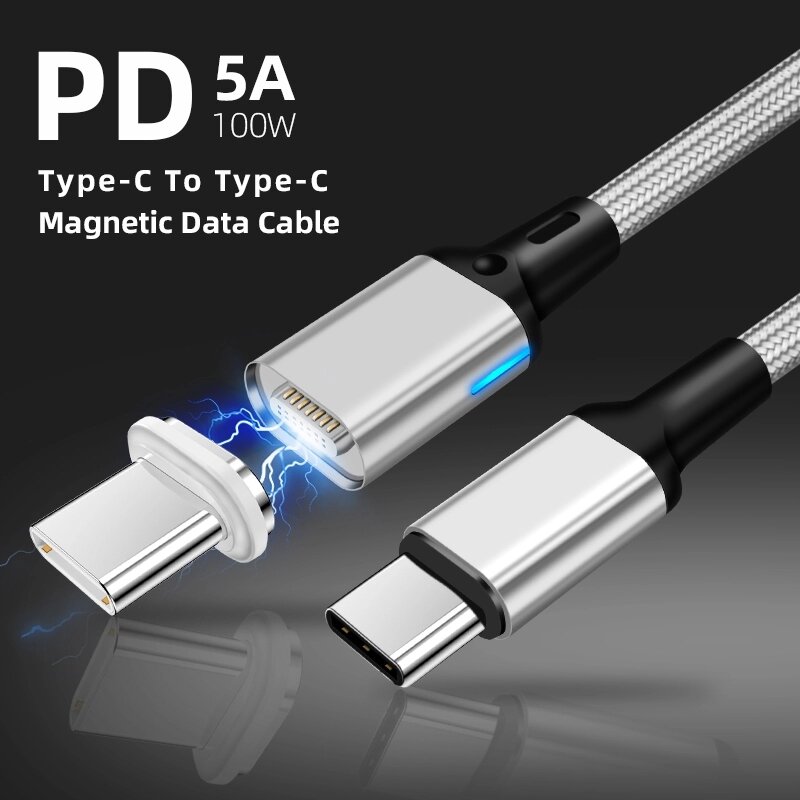 

Bakeey PD 100W 5A Magnetic Type-C to Type-C Fast Charging Cable for Samsung Galaxy Note S20 ultra Huawei Mate40 OnePlus