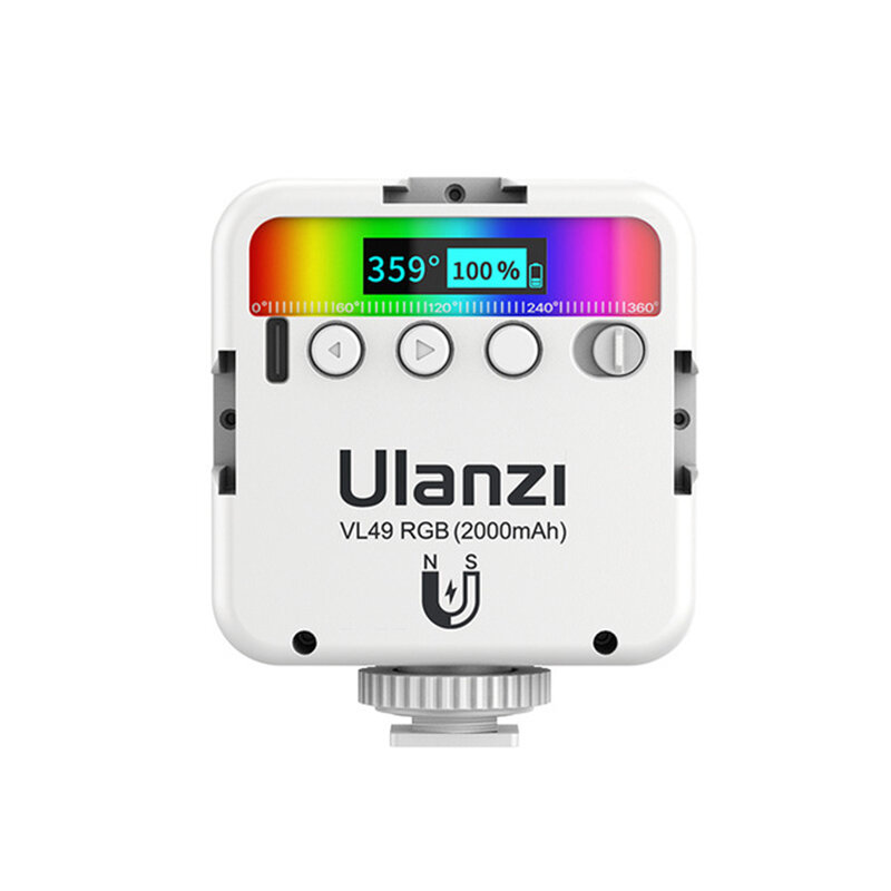 Ulanzi VL49 RGB Full Color LED-videolamp 2500K-9000K met magnetische mini-vullamp Verleng 3 Cold Sho