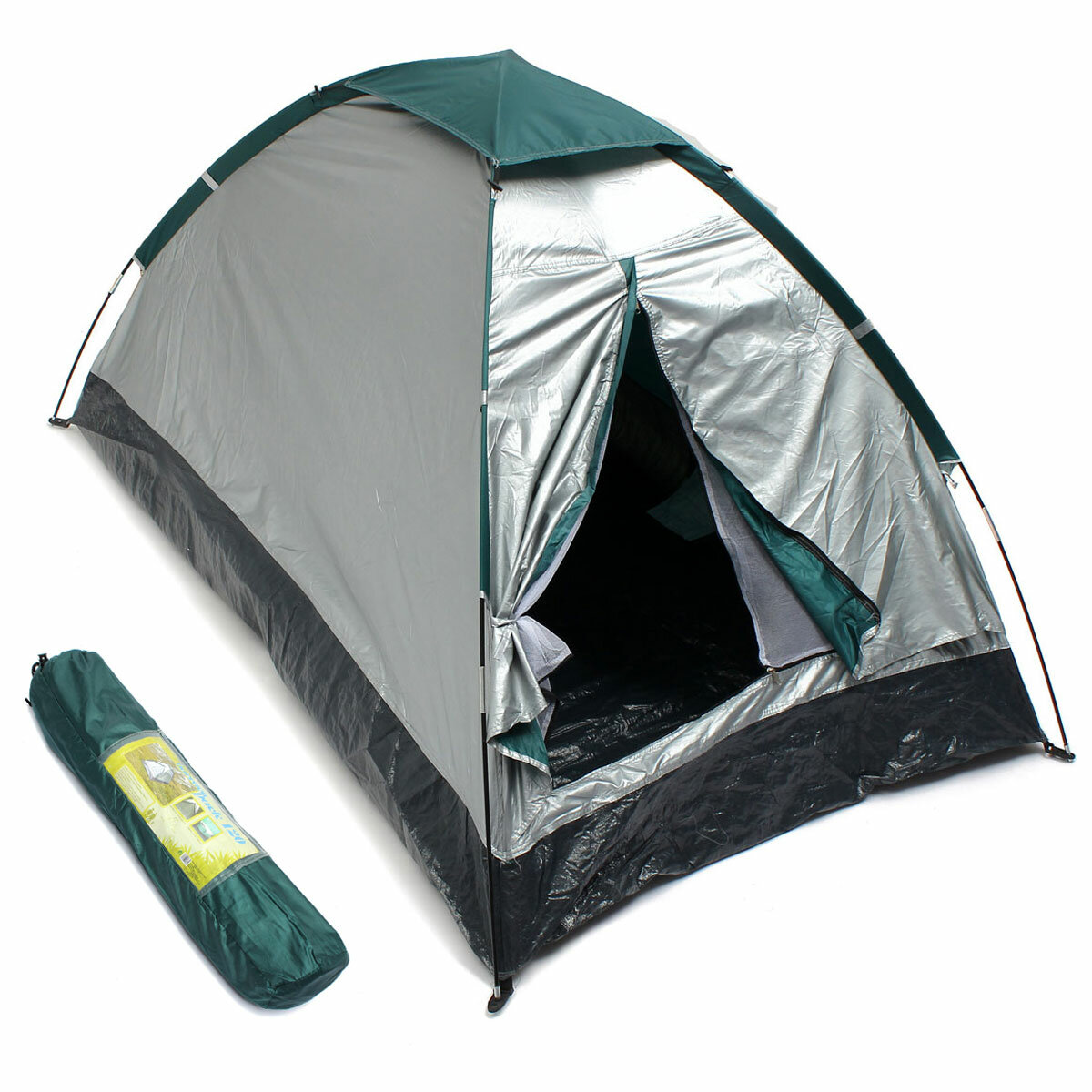 야외 2 인 더블 캠핑 텐트 단층 방수 UV 비치 차양 캐노피