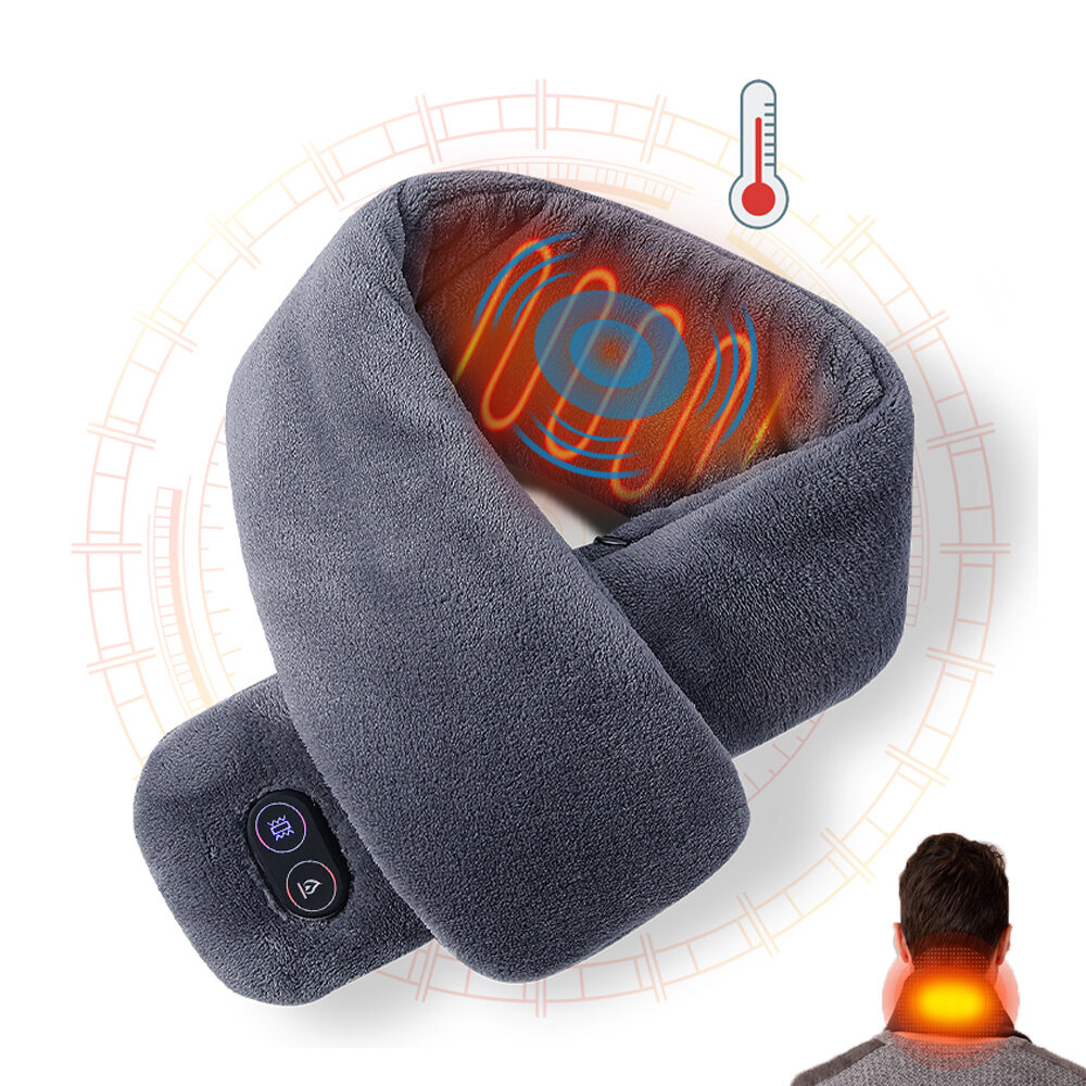 TENGOO Electric Heating Scarf 3 Gears Heating 4 Modes Massage Ajustable Winter Warm USB Rechargeable Neckerchief Plush C