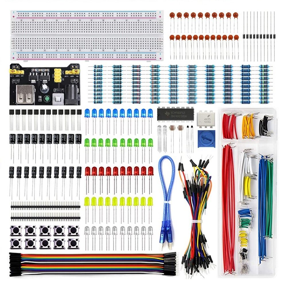 

Aoqdqdqd® Electronic Component Fun Kit with Power Module, 830 Junction Breadboard, Precision Potentiometer Resistor for