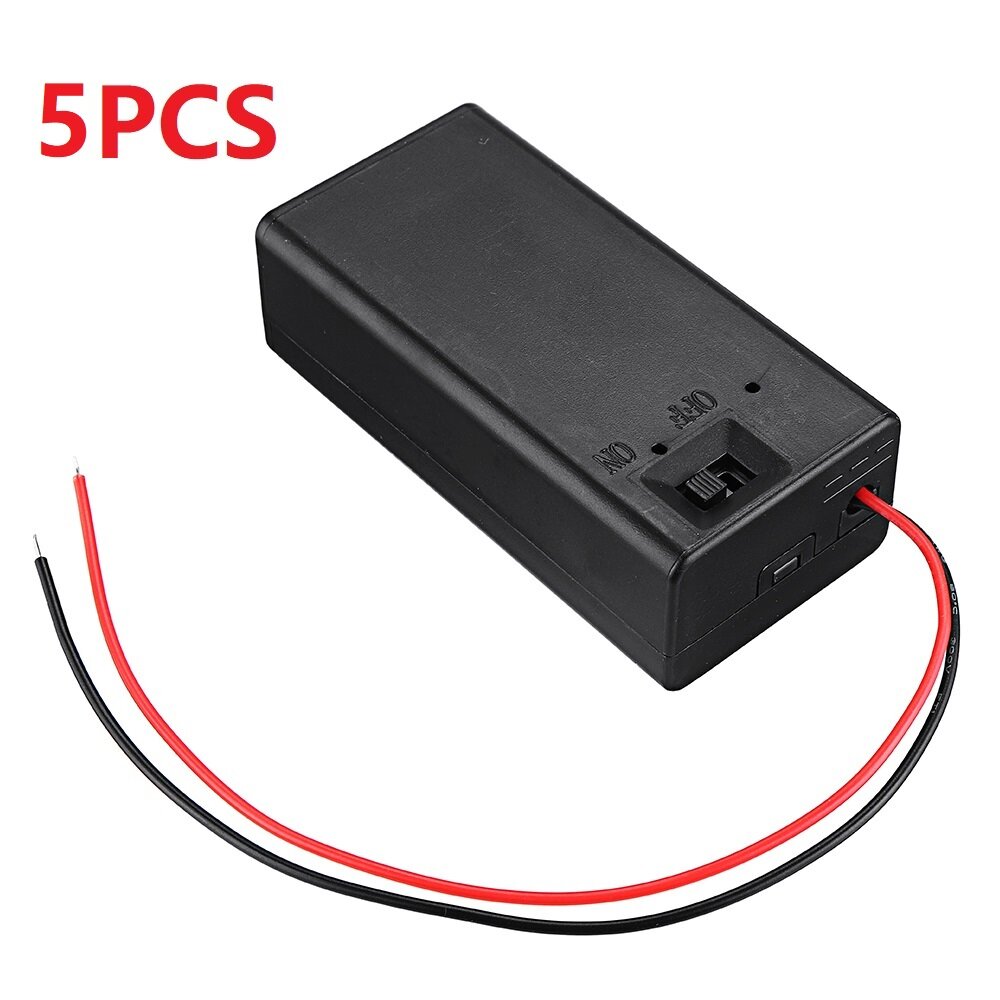 5PCS 9V-6F22 Batterijoplaaddoos Volledig verzegelde batterijhouder met schakelaar voor 9V-batterij