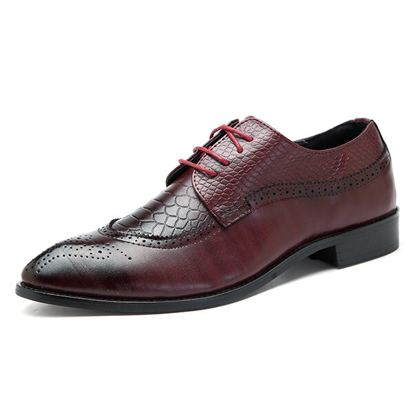 Men brogue style genuine leather pointed toe business formal shoes Sale ...