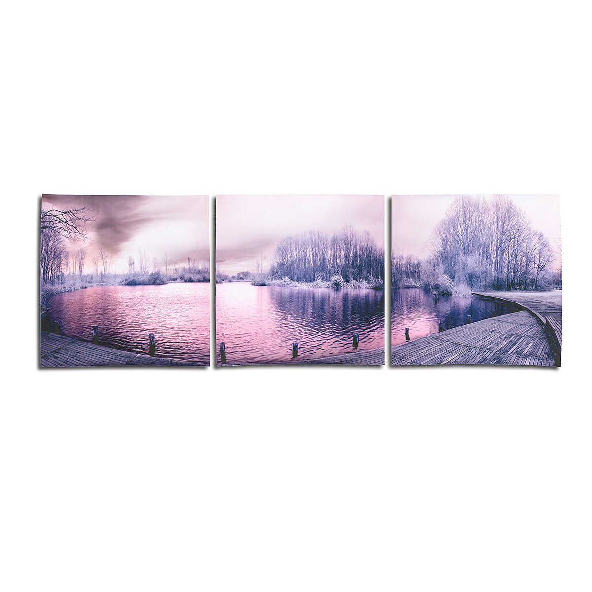 

3Pcs Canvas Print Paintings Purple Lake Landscape Oil Painting Wall Decorative Printing Art Picture Frameless Home Offic