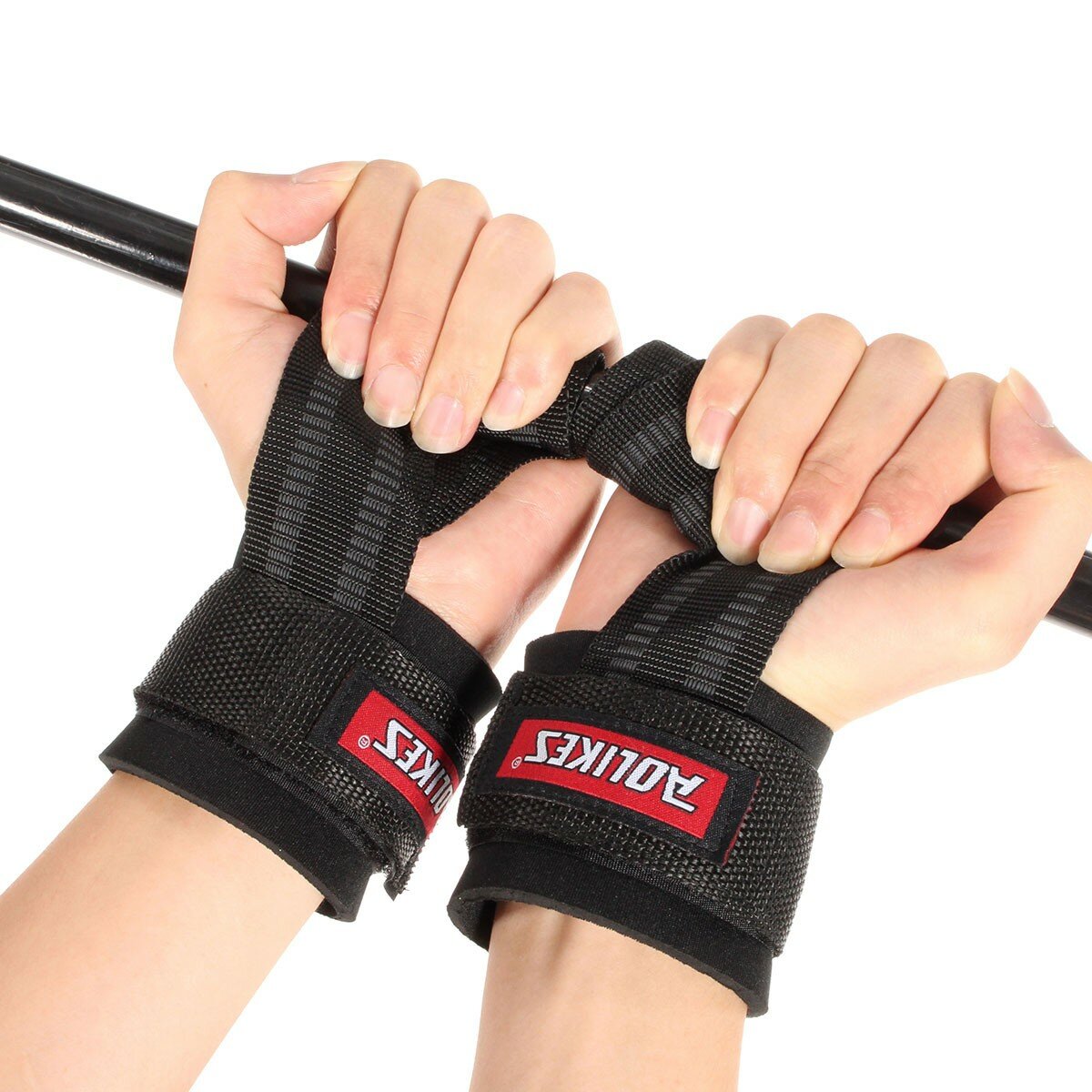 Alças de levantamento de peso com correias, protetores de pulso e envoltórios de treinamento para luvas LJ