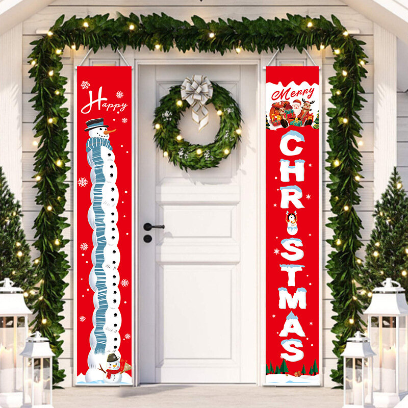 Welcome Christmas Banners Porch Sign Hanging Xmas Decorations for Home Wall Indo 
