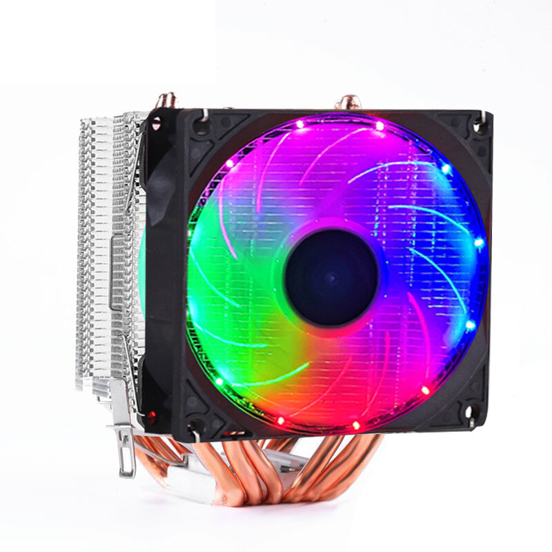 

PWM CPU Cooling Fan 1/2 Fans 4 Pin 6 Heat Pipes RGB/Without Light Silent CPU Heatsink Computer Case Cooler for Intel AMD