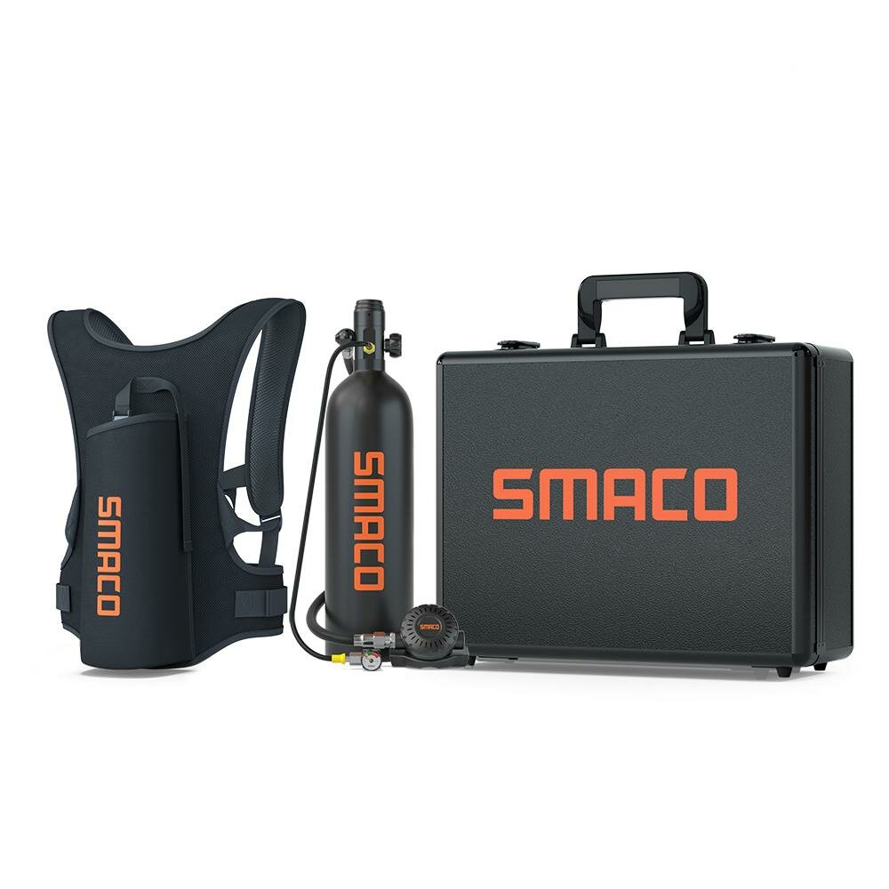 [EU Direct] SMACO S700 Pro 2L Scuba Tank Oxygen Cylinder Set with Respirator, 2L Backpack, Aluminum Alloy Box, Diving Un