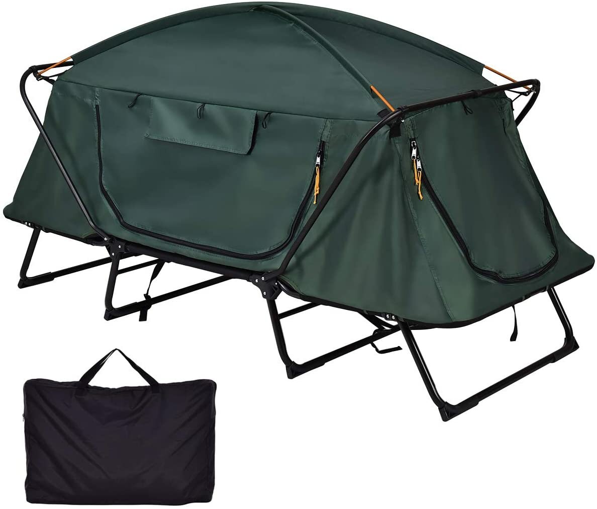 Barraca de camping para 2 pessoas fora do solo dobrável impermeável de dupla camada proteção contra o frio anti-vento guarda-sol abóbada para caminhadas e viagens com saco de transporte.