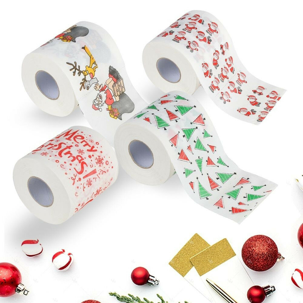 Bath Paper Christmas Printed Home Santa Claus Bath Toilet Roll Paper Christma Xmas Decor Tissue 170 