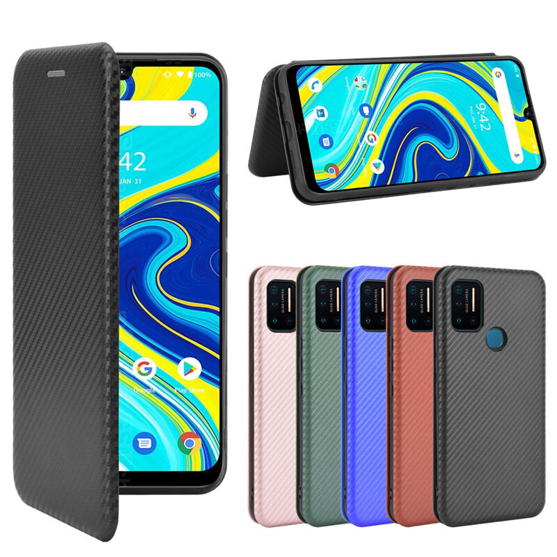 

Bakeey for UMIDIGI A7 Pro Case Carbon Fiber Pattern Flip with Card Slot Stand PU Leather Shockproof Full Body Protective