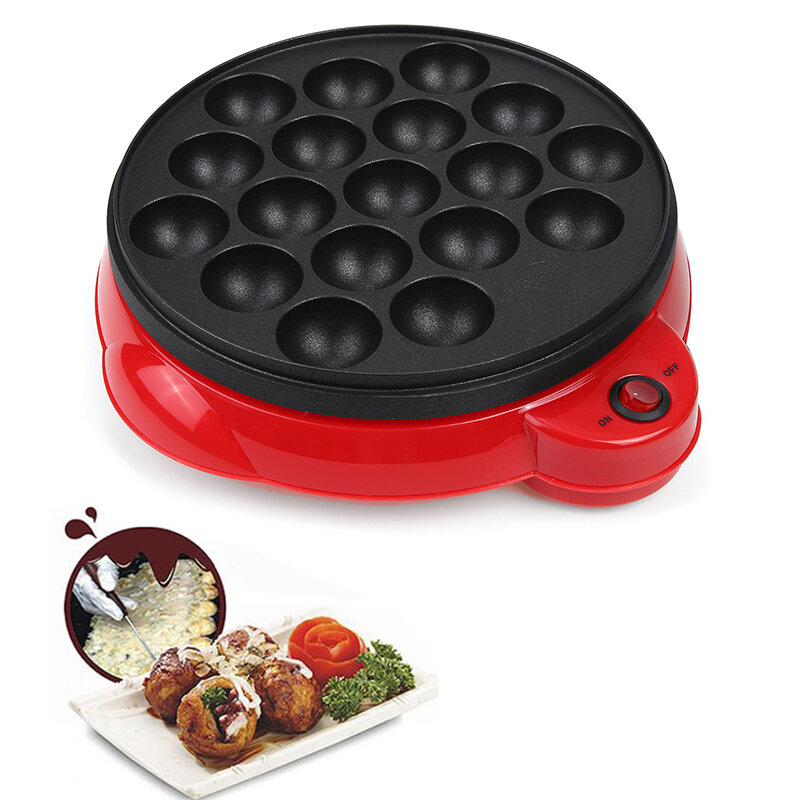 

18 Holes Electric Takoyaki Octopus Ball Baking Machine Maruko Maker with Grill Pan Professional Cooking Tools