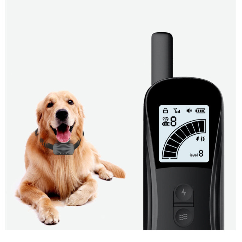 1000m Electric Dog Training Collar Pet Remote Control Waterproof Rechargeable With Tri Color Backlight Adjustable Intens